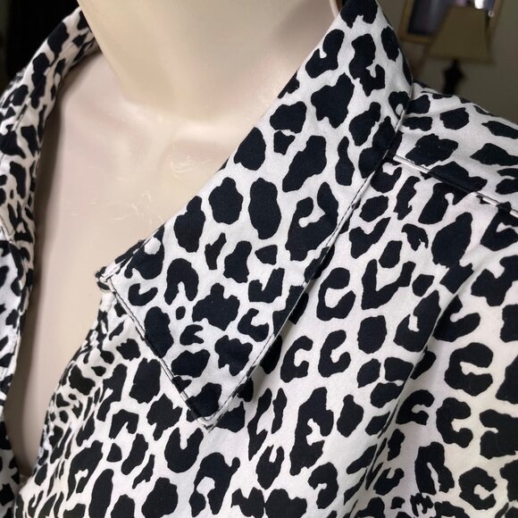 Lane Bryant Button Down Blouse Animal Print Top Plus Size 26 Black White u - Picture 5 of 10